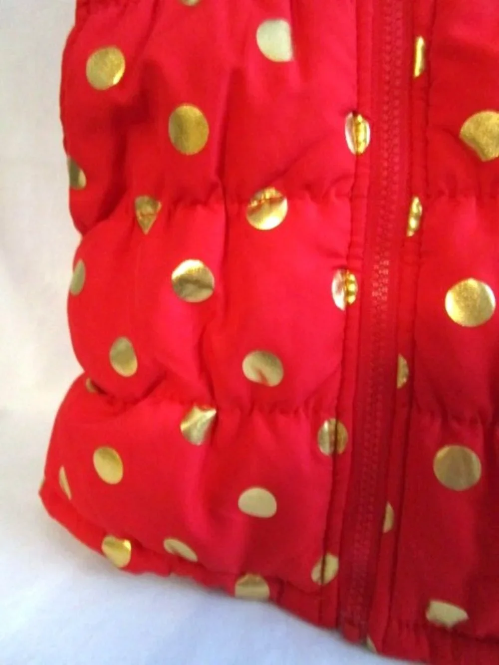 Baby Girls Puffer Vest Healthtex Red with Gold Dots Size 6-9 Months